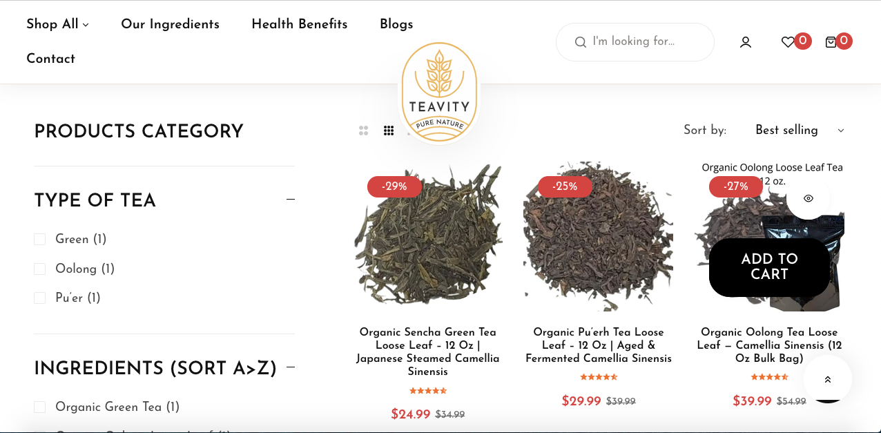 Teavity — Organic Tea Shopify Store — image 1